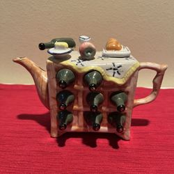 Vintage Wine Bar/Rack Ceramic Teapot