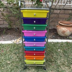 Colorful 10-Drawer Rolling Storage Cart
