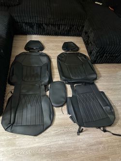 FEINEPRO Toyota RAV4 2019-2025 Gas Model Black Faux Leather Seat Covers