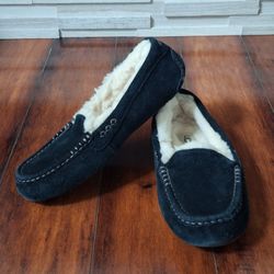 Ugg Australia Ansley Black Moccasin Slippers Size 10