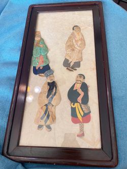 Vintage Chinese Silk Fabric Art Framed