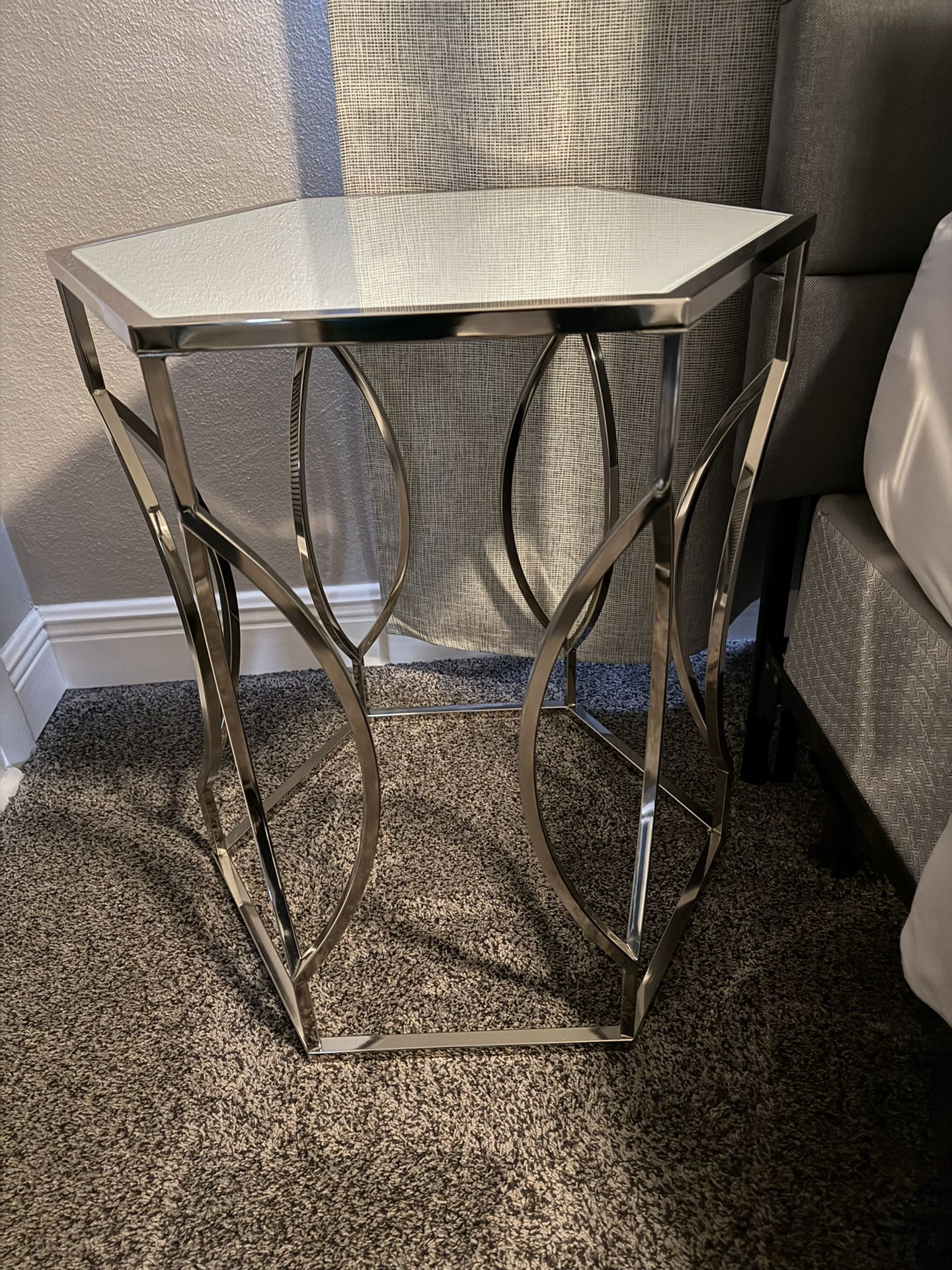 Two (2) Glass & Chrome End Tables