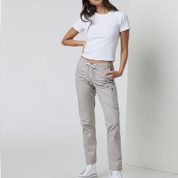 Vuori Women's Ripstop Pants S Gray Elastic Waist Drawstring Cargo Travel VW401