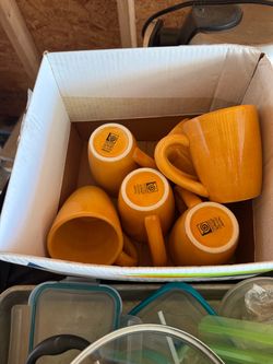 Set of Orange Ceramic Coffee Mugs