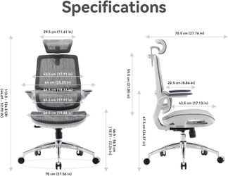 SIHOO M59AS Ergonomic Office Chair, Desk Chair with 3D Flip-up Armrests, Computer Chair with Dual Back Design and Adaptive Dynamic Lumbar Support Grey
