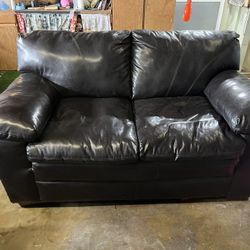 Dark Brown Leather Sofa 