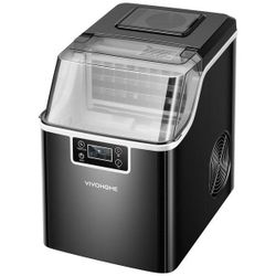 VIVOHOME 9. 9in. 45 lb. Portable Stainless Steel Dice Ice Maker with Auto Self-cleaning in Black