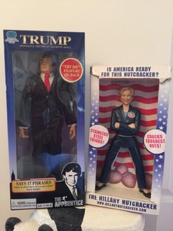 Donald talking doll and Hilary nut cracker