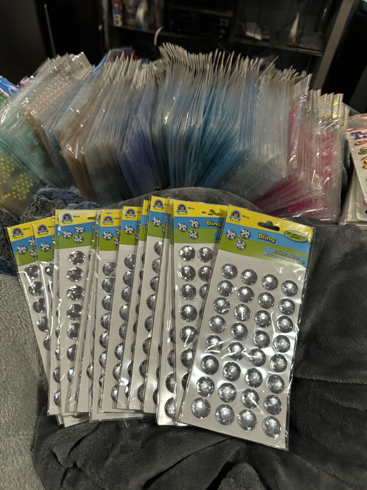 Huge Scrapbooking Stickers Lot! Over 300 sheets of mostly rhinestone / gems / bedazzeled baby book Embellishments BEAUTIFUL!!!