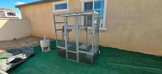 Outdoor Catio wood framing metal screen
