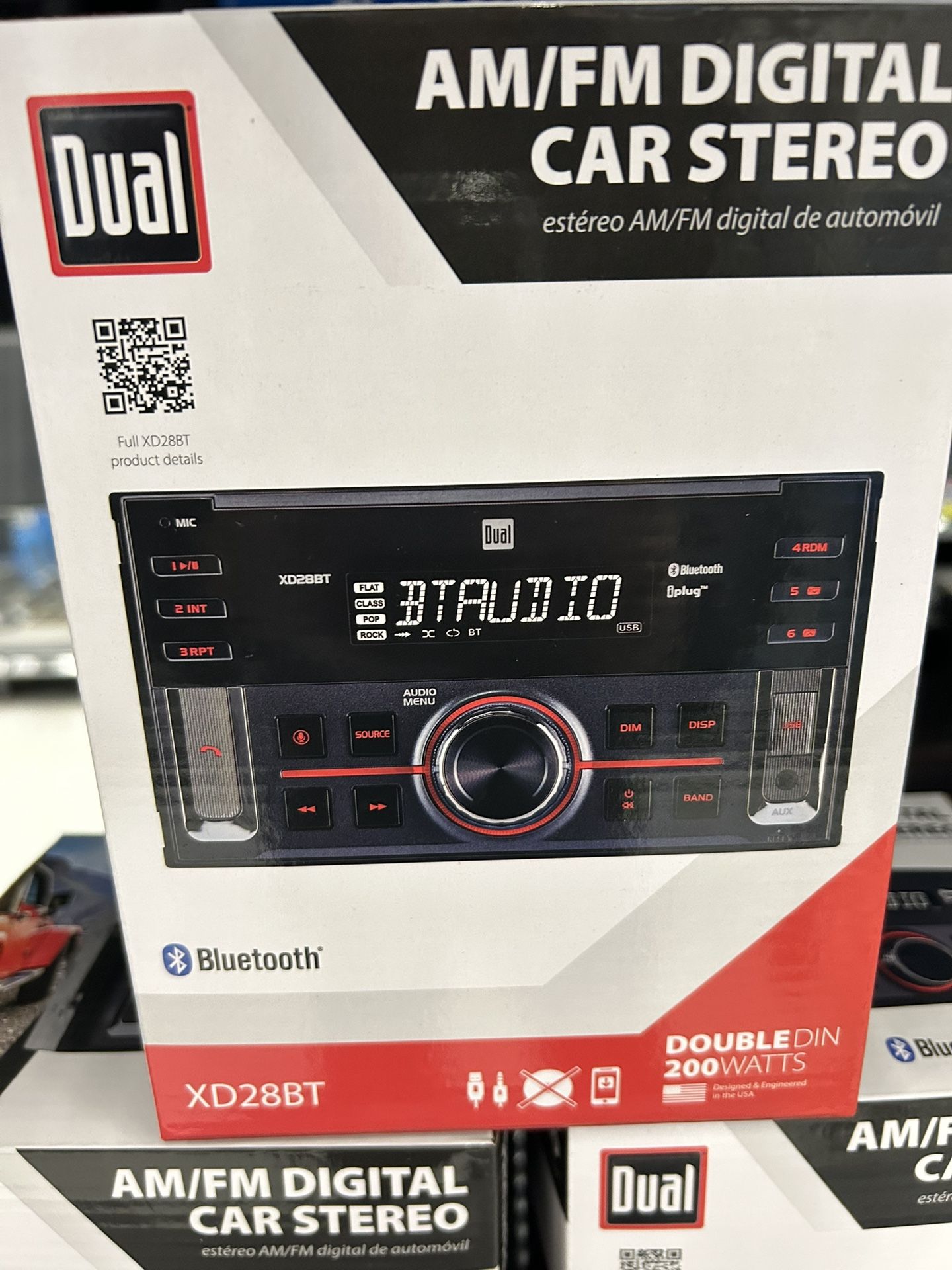 Dual Electronics XD28BT, Car Stereo Head Unit, Double DIN with Bluetooth, 7-Character LCD, New