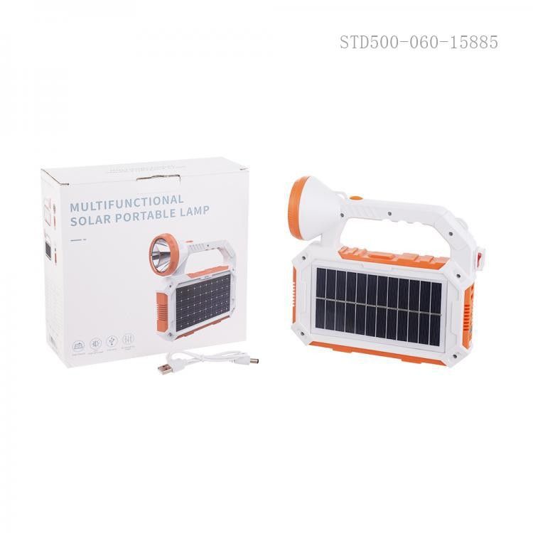 Handheld Solar LED Rechargeable Flashlight with USB Cable, 6 Modes, 7200 mAh, IPX4 Water Resistant, Outdoor Camping Lantern, LED Torch, Power Bank