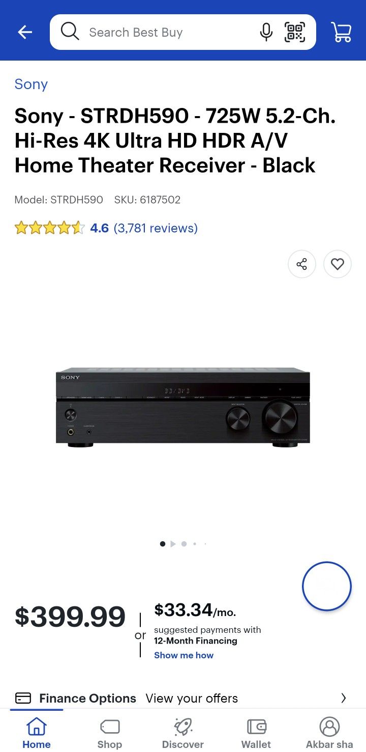 Sony 5.2 AV Receiver STR-DH590 Hi Res 4K