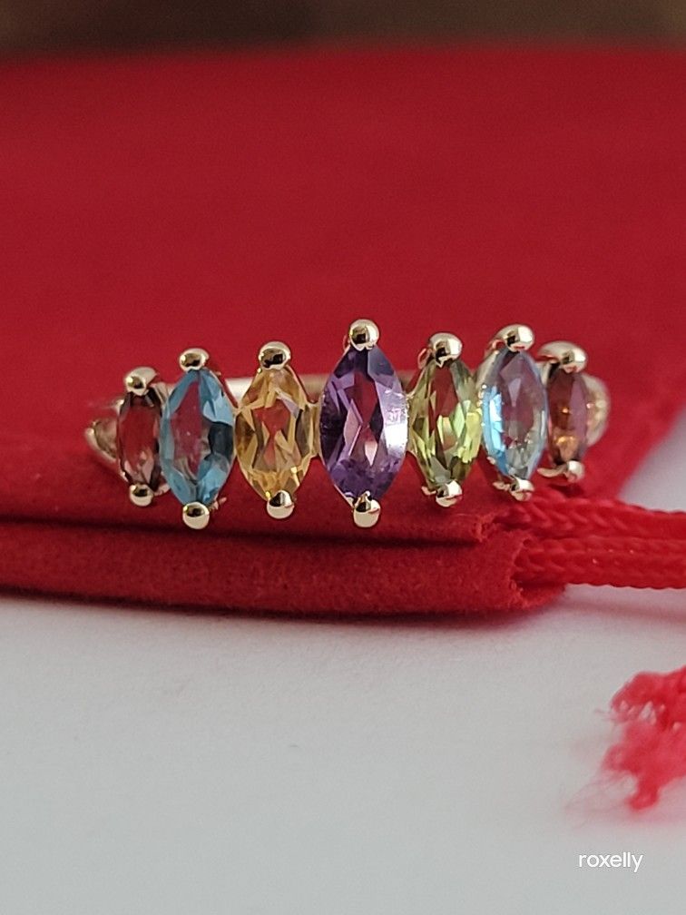 ❤️10k Size 7 Amazing Solid Yellow Gold Multi-Gemstone Ring!/ Anillo de Oro con Piedras Preciosas! 👌🎁Post Tags: 10k 14k