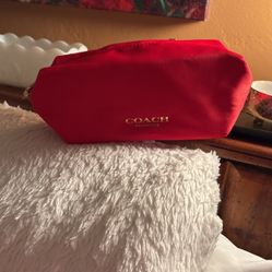 Coach Fragrance Red Burgundy Makeup Cosmetic Bag Toiletry Pouch