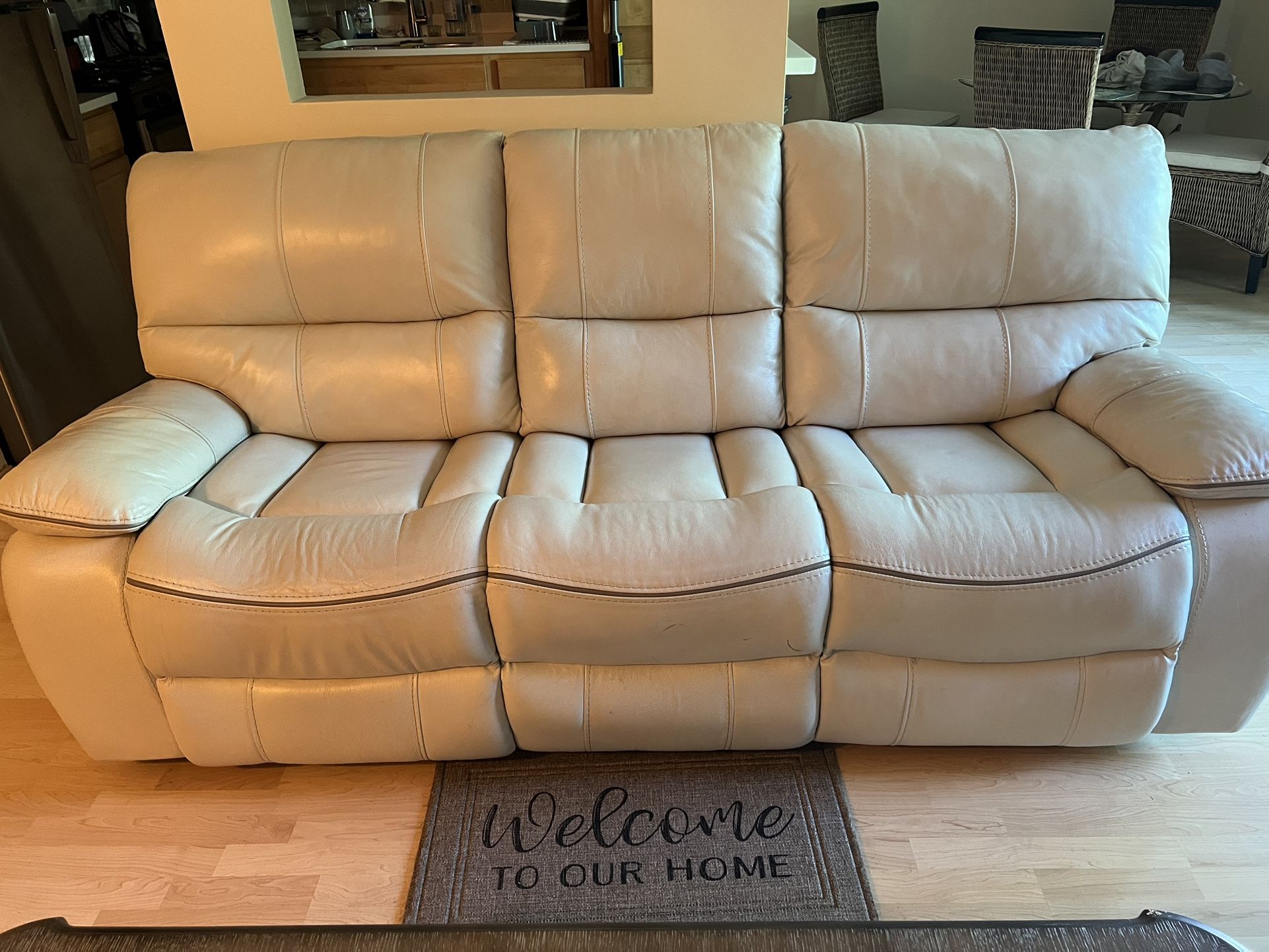 Cream Colored Leather Couch