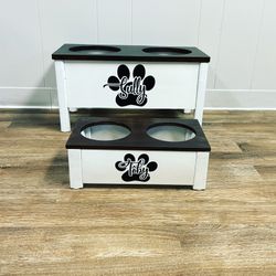 Wood Dog Bowl Stands Personalized 