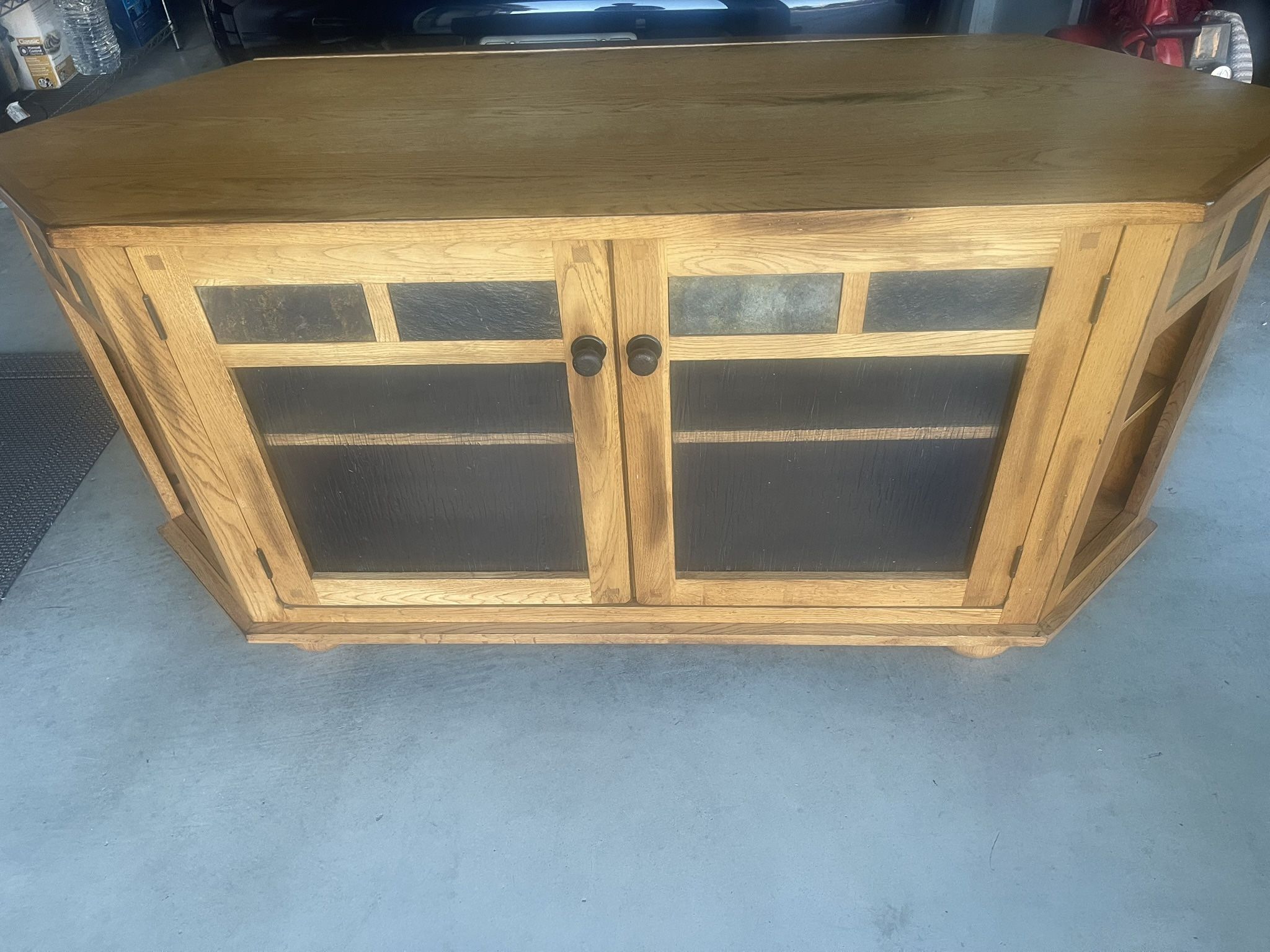 Oak TV Stand-Cabinet (45deg ends)