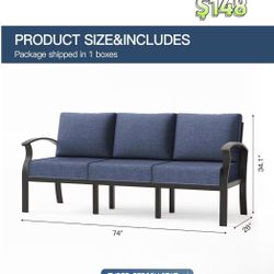 😀 Outdoor Patio Furniture Set for 3People ,Aluminum Patio Sectional Three-Person Seat w/Removable Sponge Cushion,Outside Furniture for Porch, Balcony