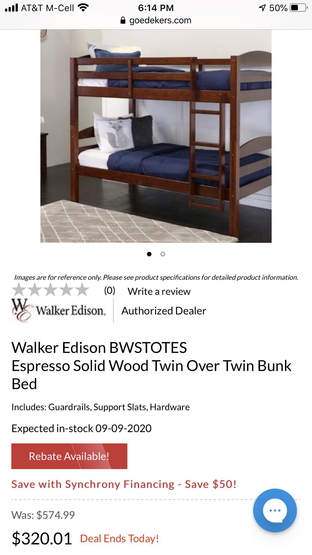 Twin over Twin Bunk bed (BRAND NEW IN BOX)