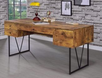 Brand New Antique Nutmeg Industrial Desk