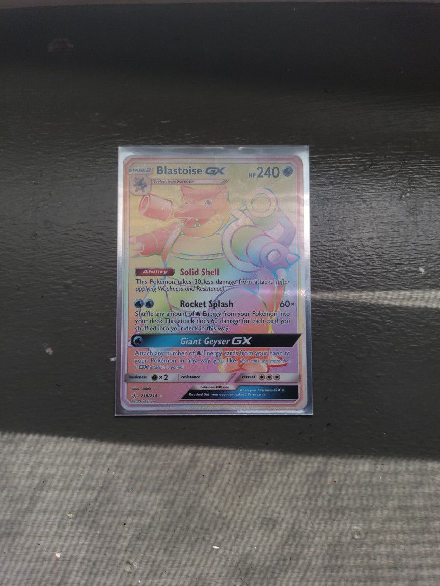 Rainbow Rare Blastoise Gx Pokemon Card