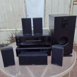 ONKYO SURROUND SOUND SYSTEM SPEAKERS AND RECEIVER 