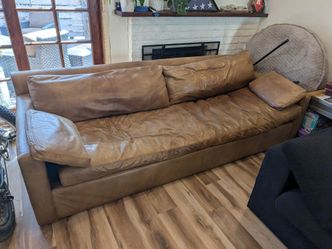 Restoration hardware cognac leather couch.