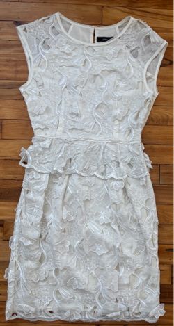 BCBG White Floral Lace Peplum Dress