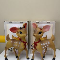 Vintage Cracker Barrel Male And Female Lighted Deer