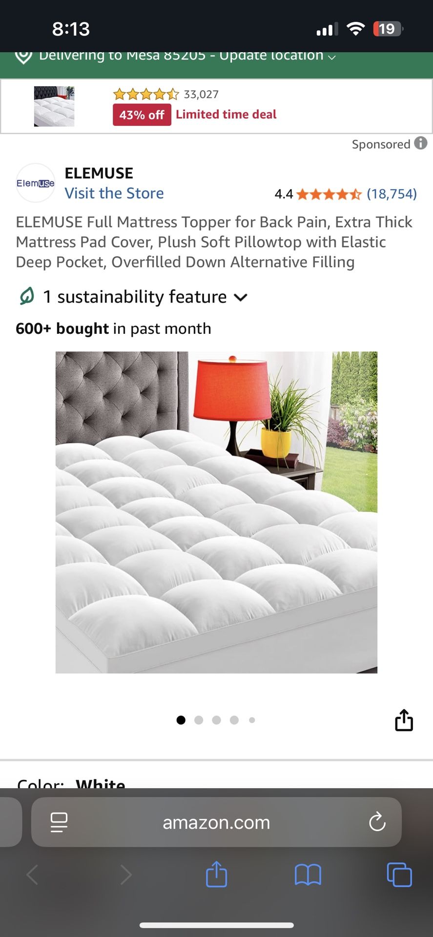 Elemuse Extra Thick Full Size Pillow Top Mattress Topper