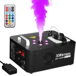 Vertical Fog Machine 1000W with 6 LED Lights and Wireless Remote Control for Stage Halloween Wedding DJ Parties