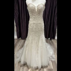 David Tutera Beaded Fit And Flare Wedding Dress