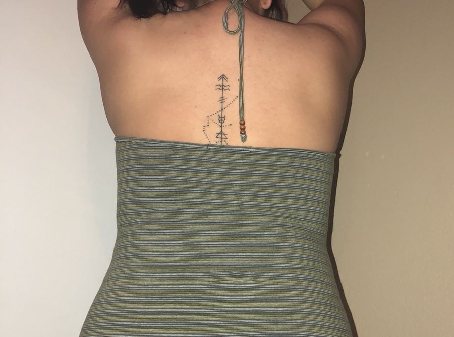 Striped olive green dress