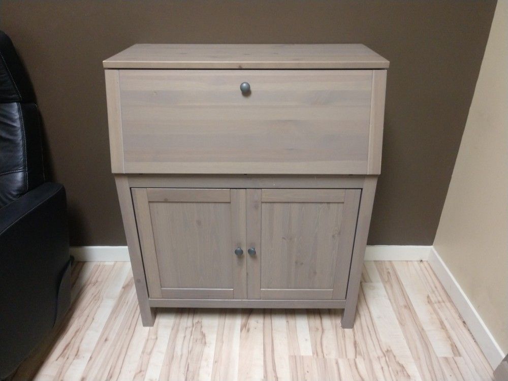 Ikea Hemnes Secretary Computer Desk Hutch Gray