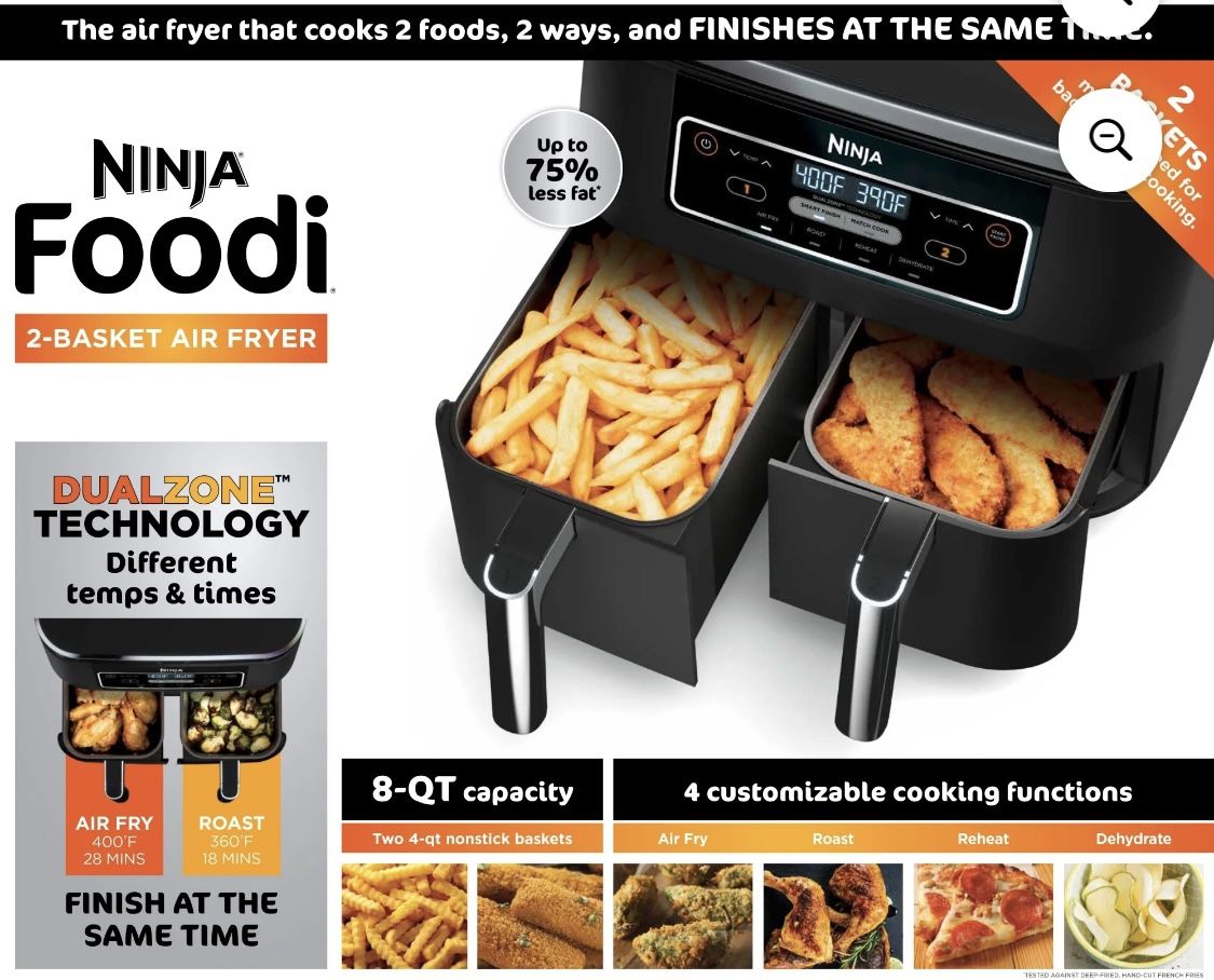 Ninja Foodi 2 Basket Dual Zone Air Fryer