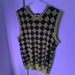 Puke Green / Black Checker Vest (L)