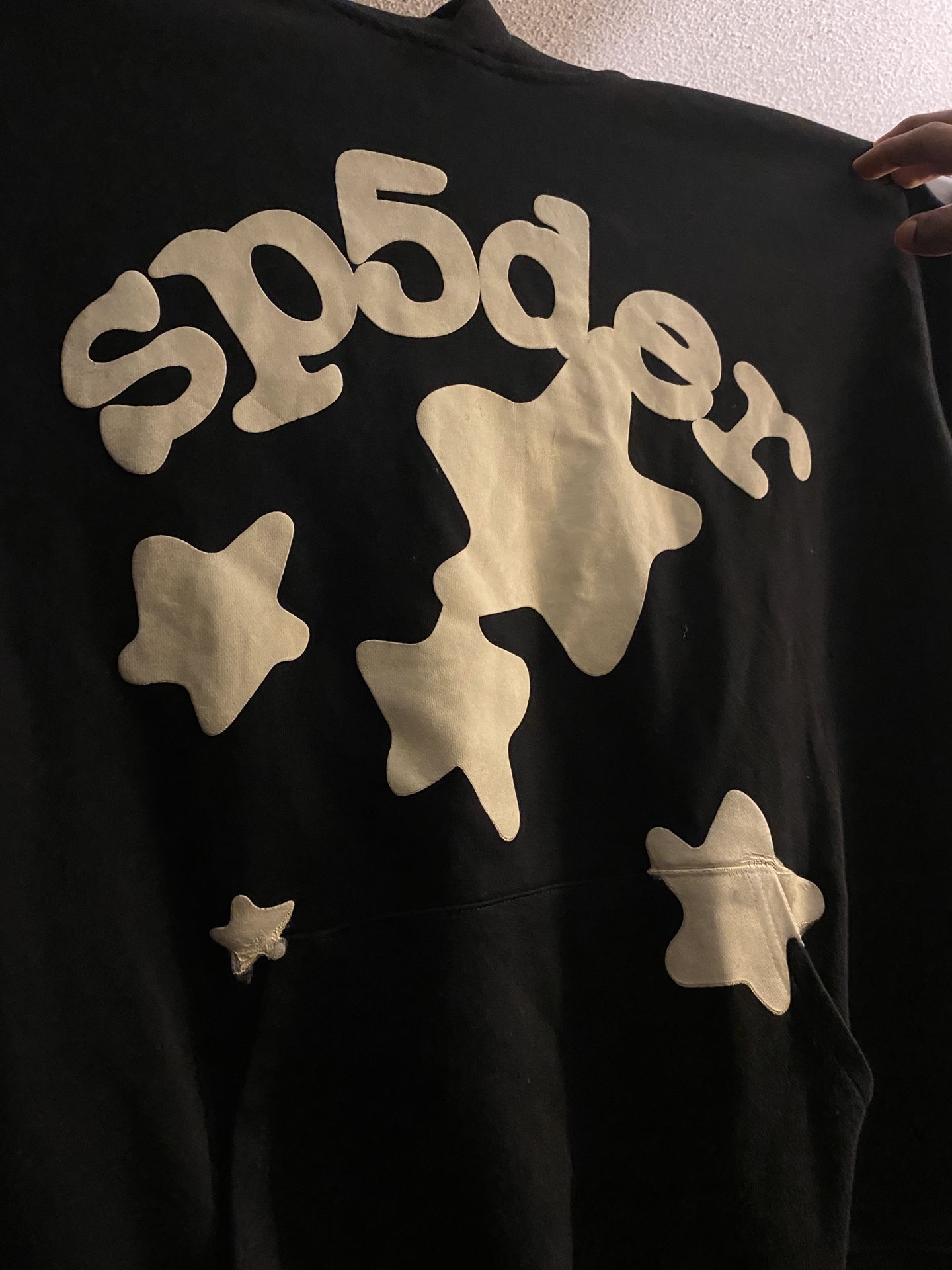 BLACK SPIDER HOODIE W TAN STARS