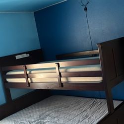 Twin Over Full Wood Bunk Bed (Nightstand Included)