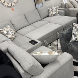 Pullout Light Grey Sectional Sleeper
