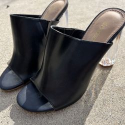 Black Leather Heels Size 7 1/2