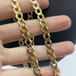 Gold Chain Cuban Solid New 14K
