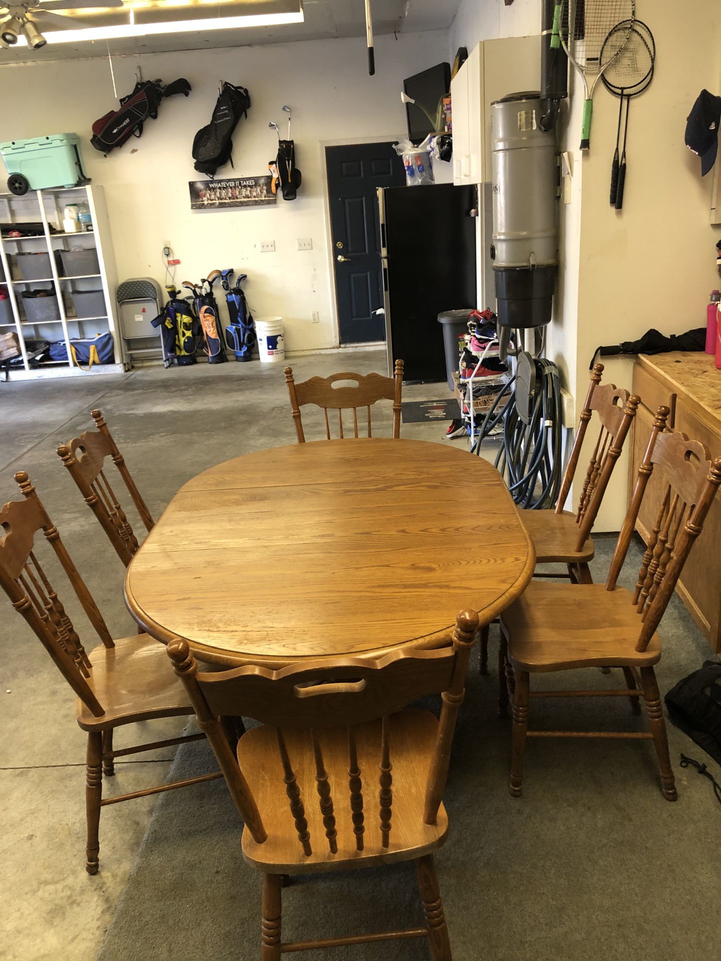 Solid oak dining table and chairs FREE