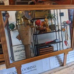 Mid-Century Mirror Glass Real Wood MCM Wall Or Dresser Mount 