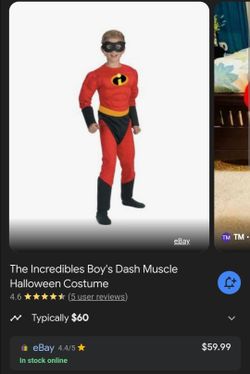 Size 5/6 Authentic Disney Store Incredibles Dash Costume