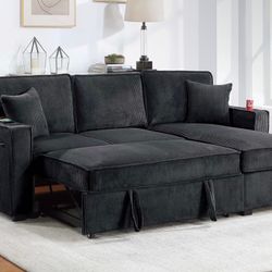 Corduroy Sectional Sleeper With Storage 
