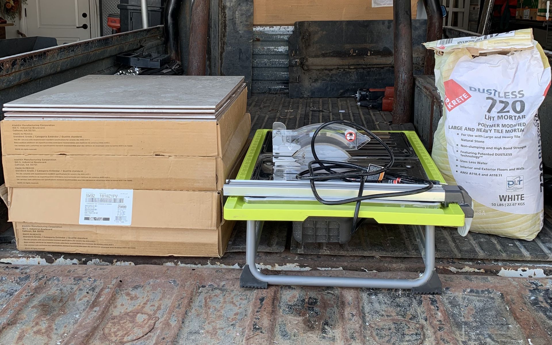 Tile Saw, Tiles & Mortar 