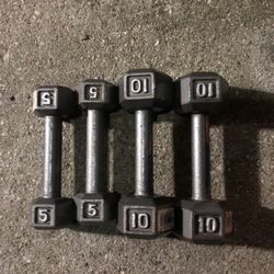 Pair of 10 Pound Dumbbells & Pair of 5s