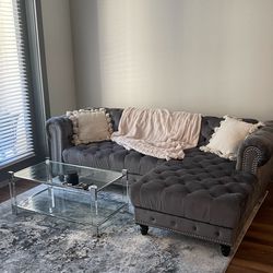 Sectional, Coffee Table, Barstools