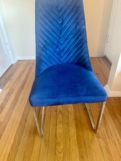 Set of two Elegant blue Genuine Suede Dining Chairs